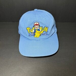 Pokemon Light Blue Baseball Cap with Pikachu & Ash Embroidery